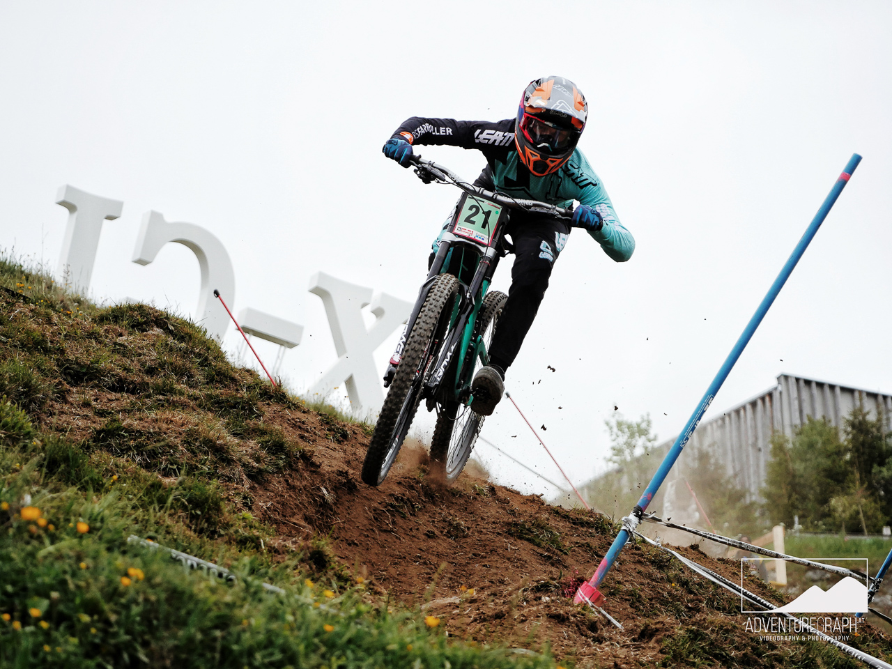 Downhill Worldcup race event with mountain bikes in Austria.